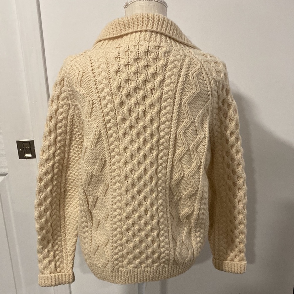 beautiful vintage Quill hand knit Irish wool fisherman’s sweater S? - Picture 7 of 9